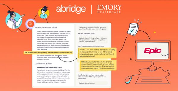 Abridge Announces Partnership with Epic and Emory Healthcare to Bring Generative AI to Providers